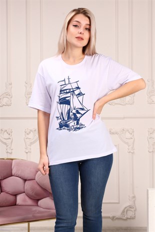 Marcoroni Gemi Tasarımlı Kadın T-Shirt